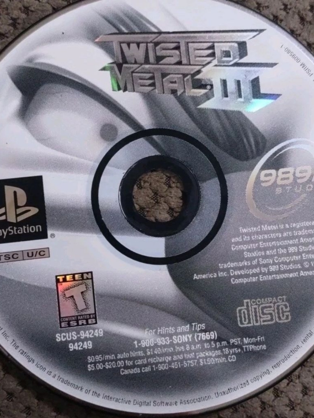 Twisted Metal III (1998 Sony PS1) Disc In Hard Slim Case -Tested Works GUC